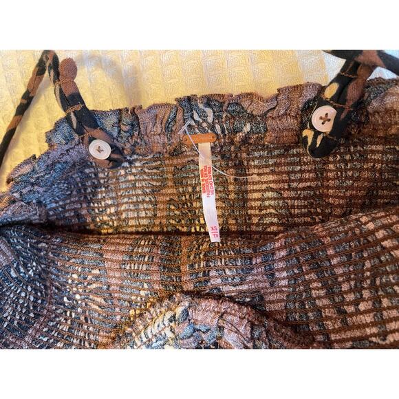 Free People Sweet Nothings Midi Boho Floral Smocked Top Spaghetti Strap Dress XS - Picture 10 of 16